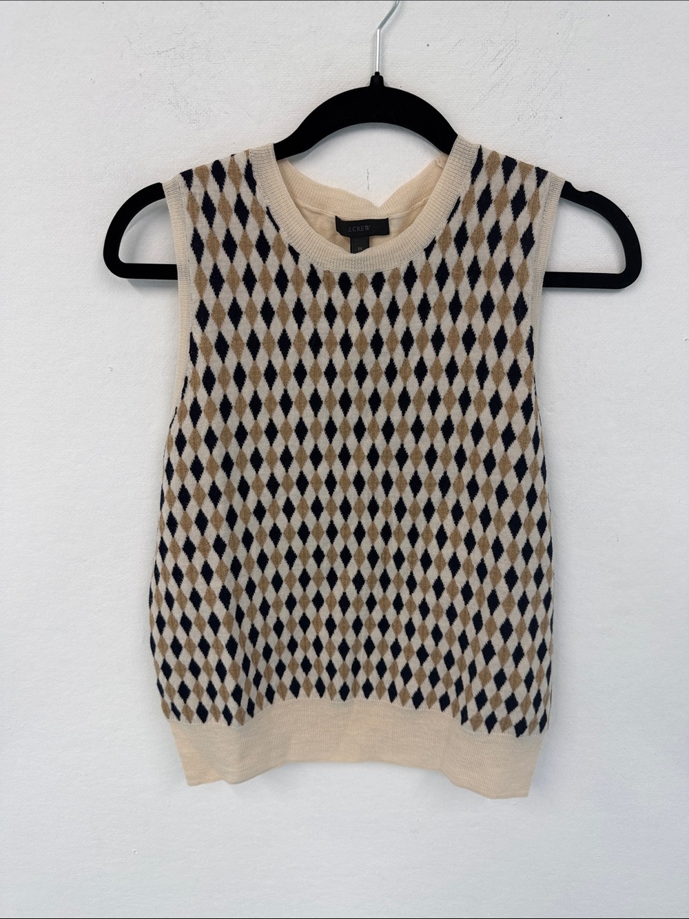 J Crew Diamond Print Sweater Vest. New